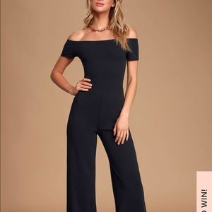 Lulu’s Alleyoop Black Off-the-Shoulder Jumpsuit